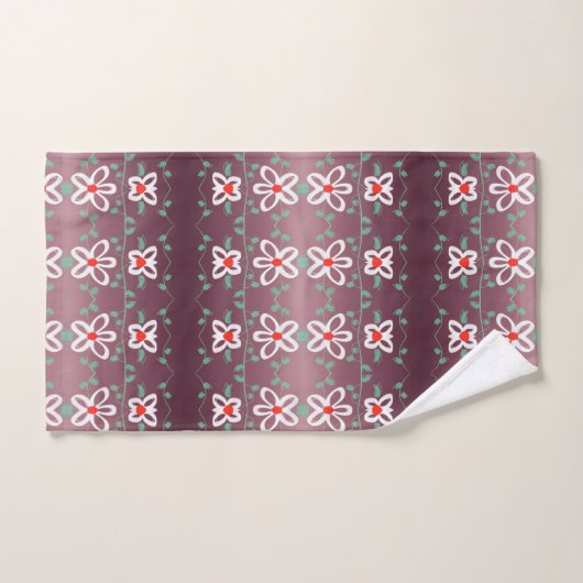 Stijlvolle pruim en rode bloem bad handdoek (Handdoek)