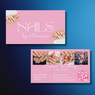 stijlvolle qr-code nagels tech 4 foto's roze chic visitekaartje