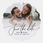 Stijlvolle QR code paar foto opslaan de datum eenv Ornament Kaart (Voorkant)