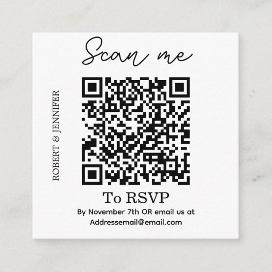 Stijlvolle QR-code trouw-RSvp-kaart, online antwoo Informatiekaartje (Voorkant)