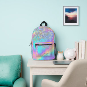 Stijlvolle Rainbow Holographic Glitter Girly Monog Bedrukte Rugzak