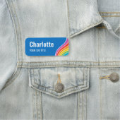 Stijlvolle Rainbow Wave Personeel ID Blauw Naamplaatje (In situ)