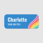 Stijlvolle Rainbow Wave Personeel ID Blauw Naamplaatje (Voorkant)