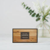 Stijlvolle rand houten korreltextuur visitekaartje (Staand voorkant)