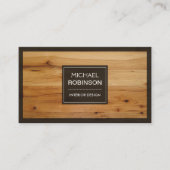Stijlvolle rand houten korreltextuur visitekaartje (Voorkant)