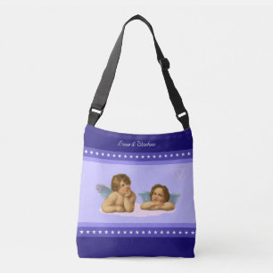 Stijlvolle Raphael Cherubs en sterren op blauwe sc Crossbody Tas