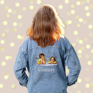 Stijlvolle Raphael Cherubs & Typografie Denim Jas Jacket