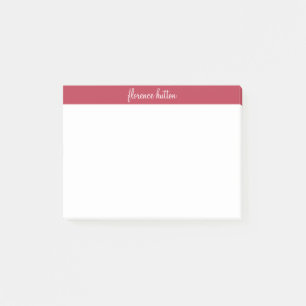 Stijlvolle Raspberry Rood & Wit Script Monogram Post-it® Notes