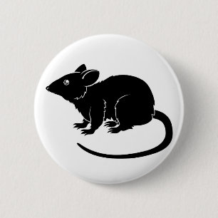 Stijlvolle rat illustratie ronde button 5,7 cm