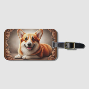 Stijlvolle realistische kleurrijke Border Corgi Do Bagagelabel
