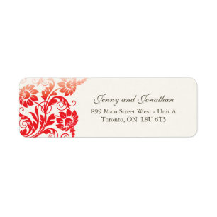 Stijlvolle Red Floral RSVP-Adresetiketten Etiket