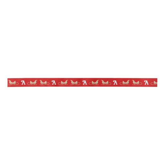 Stijlvolle  Red Gold Sleigh Glitter Monogram Lint (Voorkant)