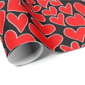 Stijlvolle Red Hearts Pattern Valentijnsdag Cadeaupapier (Rol Hoek)