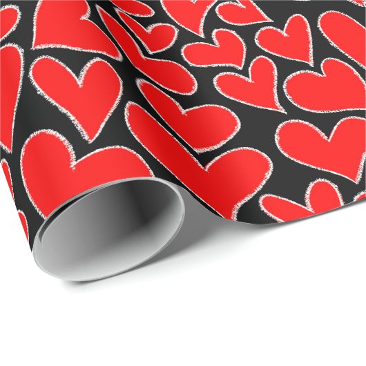 Stijlvolle Red Hearts Pattern Valentijnsdag Cadeaupapier (Rol Hoek)