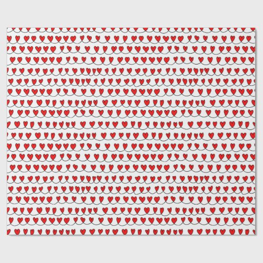 Stijlvolle Red Hearts Pattern Valentijnsdag Cadeaupapier (Vlak)