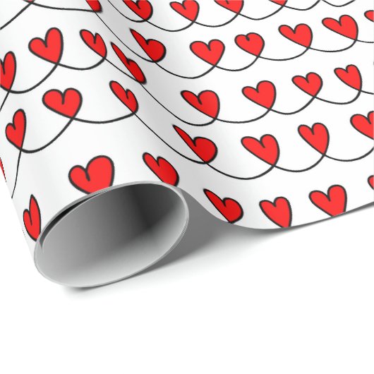 Stijlvolle Red Hearts Pattern Valentijnsdag Cadeaupapier (Rol Hoek)