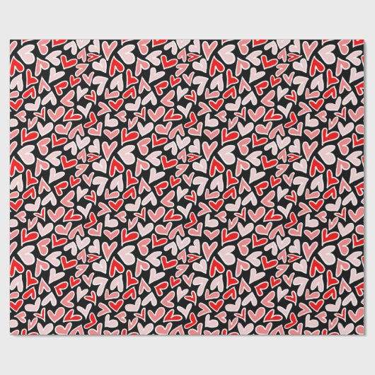 Stijlvolle Red Hearts Pattern Valentijnsdag Cadeaupapier (Vlak)