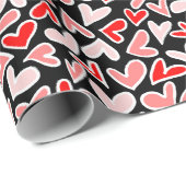 Stijlvolle Red Hearts Pattern Valentijnsdag Cadeaupapier (Rol Hoek)