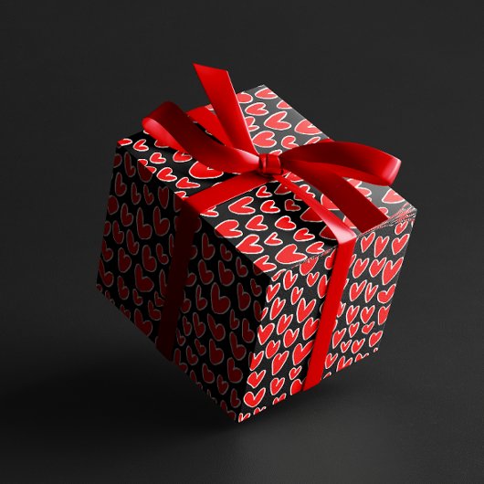 Stijlvolle Red Hearts Pattern Valentijnsdag Cadeaupapier