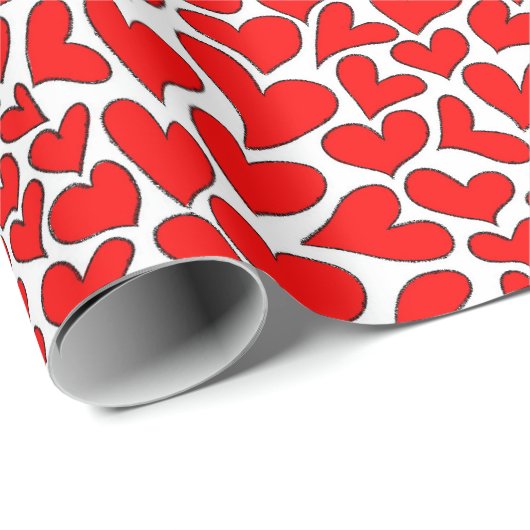 Stijlvolle Red Hearts Pattern Valentijnsdag Cadeaupapier (Rol Hoek)