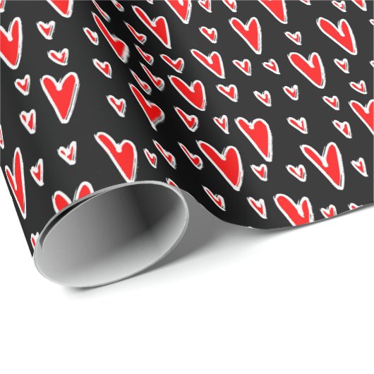 Stijlvolle Red Hearts Pattern Valentijnsdag Cadeaupapier (Rol Hoek)
