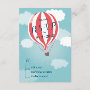 Stijlvolle Red White-ballon RSVP-kaart RSVP Kaartje