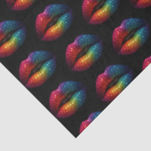 Stijlvolle regenboog glitter lippen beauty patroon tissuepapier