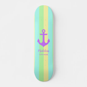 Stijlvolle regenboogpasta-kleuren Anchor Custom Skateboard