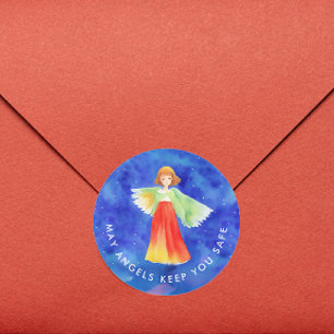 Stijlvolle religieuze God zegene kleur beschermeng Ronde Sticker