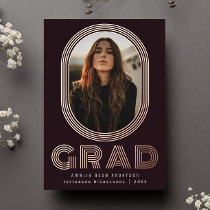 Stijlvolle Retro Afstuderen Fotoaankondiging Folie Uitnodiging