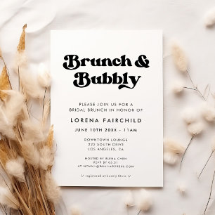 Stijlvolle Retro Black & White Brunch en Bubbly Kaart