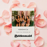 Stijlvolle retro bruidsmeisje dank u fotokaart