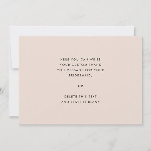 Stijlvolle retro bruin bruidsmeisje dank u tekst k kaart (Achterkant)