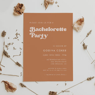 Stijlvolle retro-bruine suiker Bachelorette Party Kaart