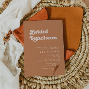 Stijlvolle retro bruine suiker Bridal luncheon Kaart