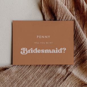 Stijlvolle retro bruine suiker Bridesmaid-voorstel Kaart