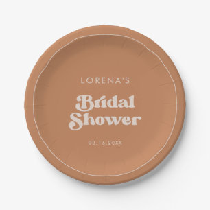 Stijlvolle retro bruine suiker Bruidsdouche Papieren Bordje