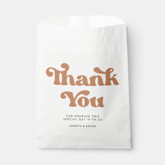Stijlvolle retro bruine suiker bruiloft bedankzakje (Voorkant)