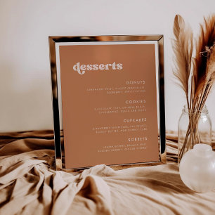 Stijlvolle retro Bruine suiker Bruiloft Dessert Ba Poster