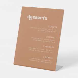 Stijlvolle retro bruine suiker bruiloft dessert ba reclamebord met voetstuk