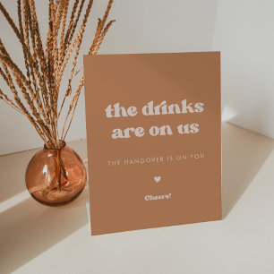 Stijlvolle retro bruine suiker Bruiloft Drinken zi Reclamebord Met Voetstuk