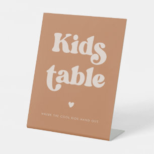 Stijlvolle retro bruine suiker Bruiloft Kinder taf Reclamebord Met Voetstuk