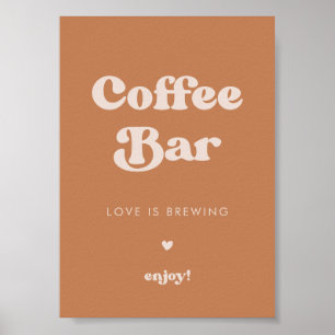 Stijlvolle retro bruine suiker bruiloft koffie bar poster