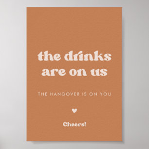 Stijlvolle retro Bruine suiker Bruiloft Open bar t Poster