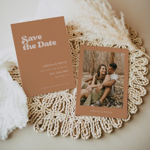 Stijlvolle retro bruine suiker Foto Save The Date