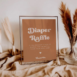 Stijlvolle retro bruine suiker luier Raffle teken Poster
