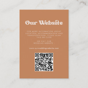 Stijlvolle retro bruine suiker QR code bruiloft we Informatiekaartje