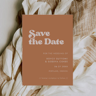Stijlvolle retro-bruine suiker save the date