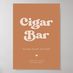 Stijlvolle retro Bruine suiker Trouwsigaar Bar tek Poster