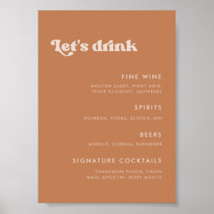 Stijlvolle retro bruine suiker Wedding Bar menu Poster